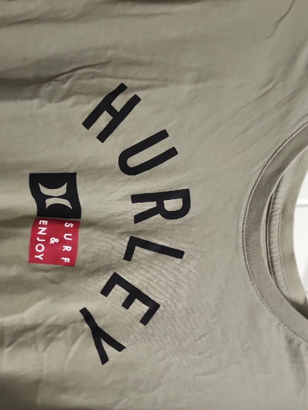 Hurley Gray/Green Short Sleeve Logo Tee with Black and Red Accents